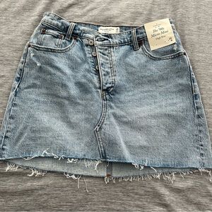 Abercrombie Curve Love Crossover Waistband Denim Mini Skirt